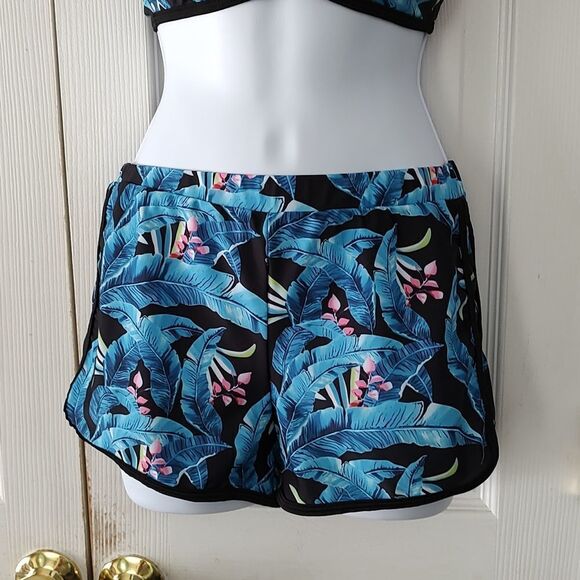 Shein 3 pc  tropical binkini short set Sz M NWOT - Picture 2 of 7